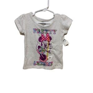 DISNEY Minnie Short Sleeve Top 12 Months White Multi Colors Cotton/Polyester